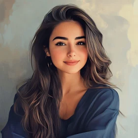 Beautiful Portrait of a Young Woman with Flowing Hair