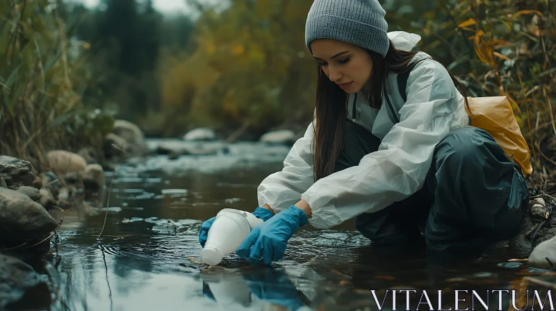 River Water Sampling by Woman AI Image