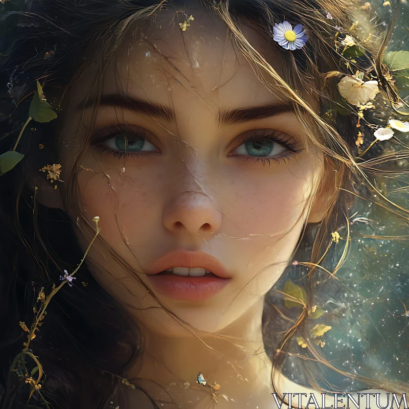 Artistic Woman Portrait with Floral Details