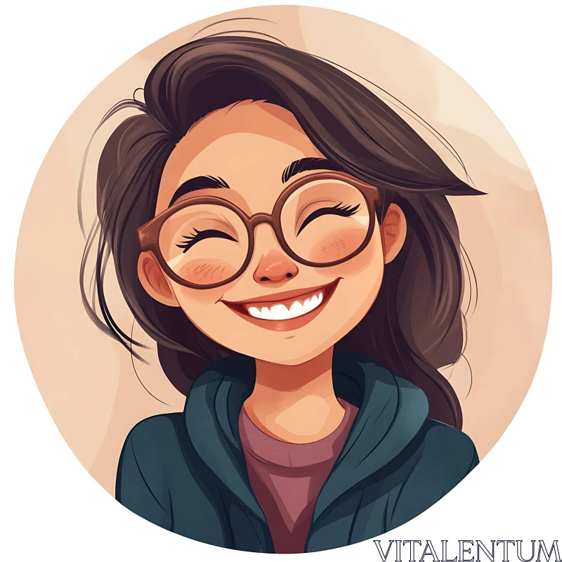 Smiling Cartoon Character with Glasses Smiling Cartoon Character with Glasses