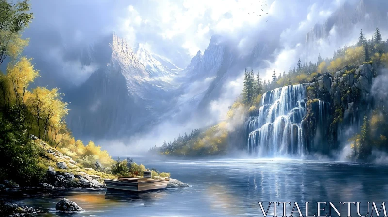 Majestic Waterfalls and Serene Lake Scenery