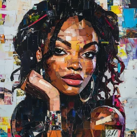 Colorful Contemporary Woman Portrait Mosaic