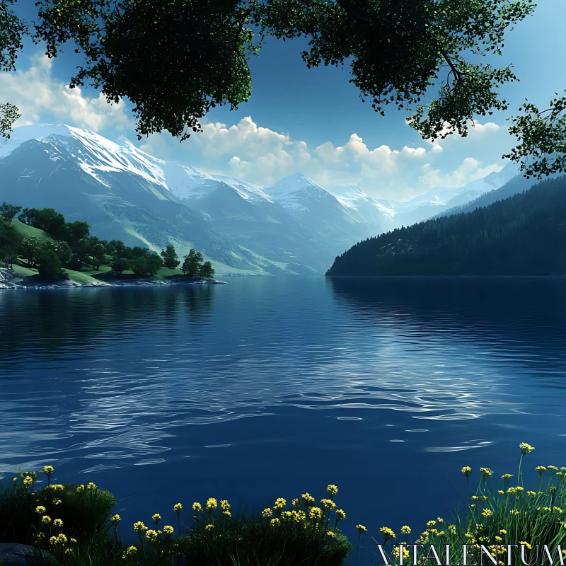 Snow-Capped Mountains Reflecting in Calm Lake Snow-Capped Mountains Reflecting in Calm Lake