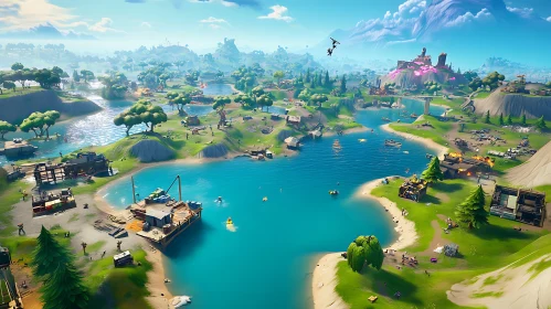 Scenic Lake and Island View with Castle