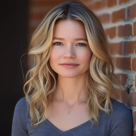 Smiling Woman with Wavy Hair Portrait