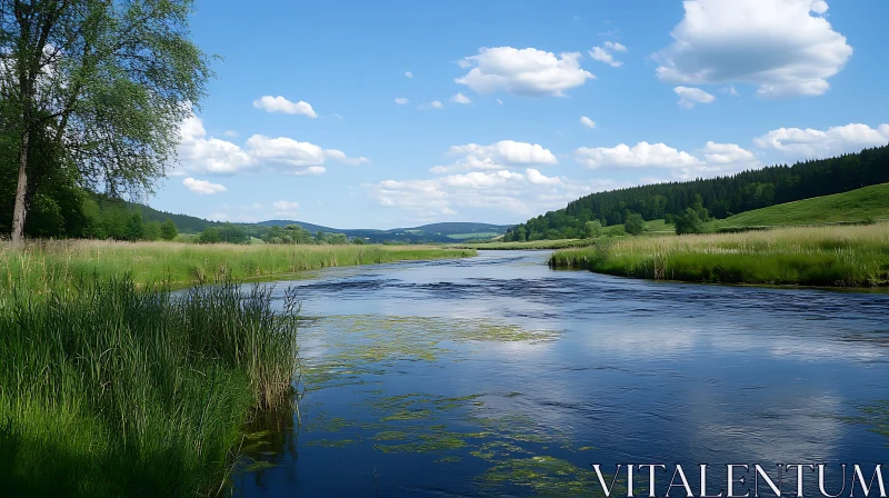Peaceful River Scene with Lush Greenery Peaceful River Scene with Lush Greenery