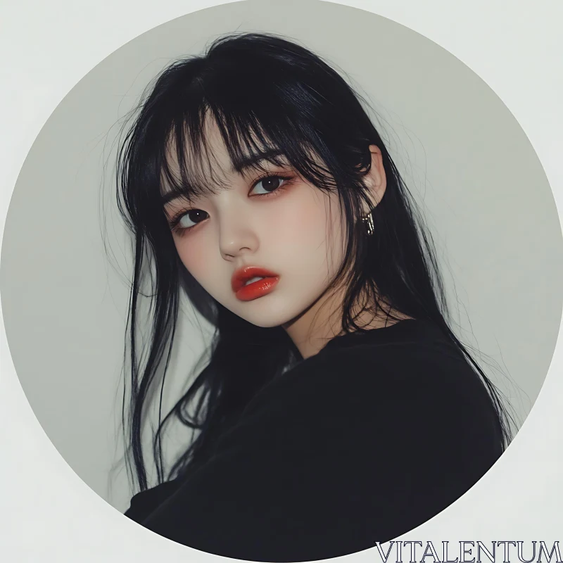 Elegant Woman with Black Hair and Red Lipstick Elegant Woman with Black Hair and Red Lipstick