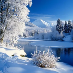 Snowy River Valley with Frosted Trees and Scenic Mountain