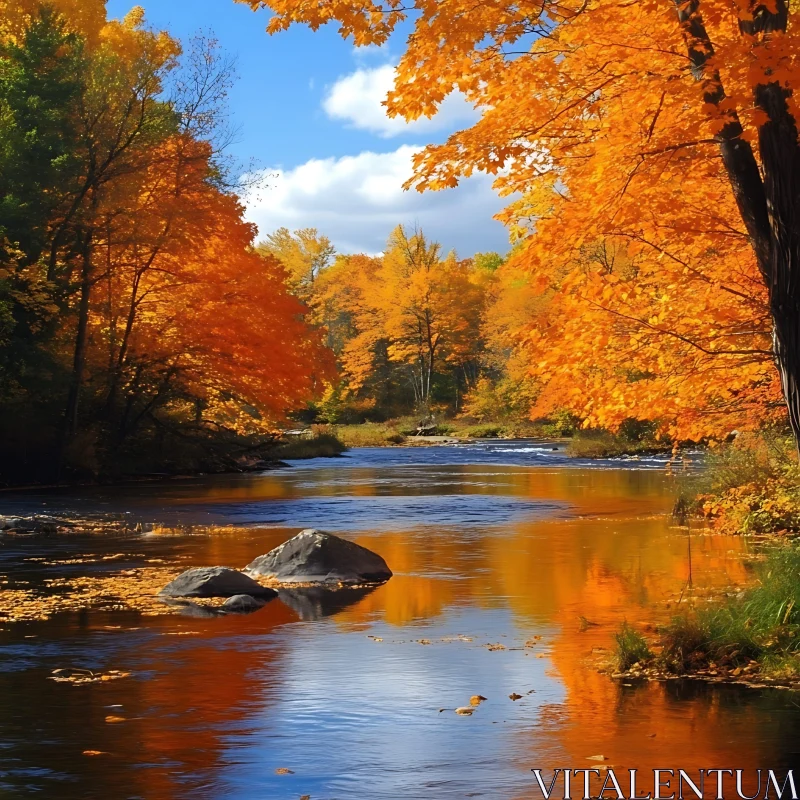 Picturesque Autumn Scene of a River AI Image