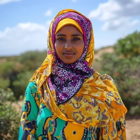 Portrait of a Woman in Vibrant Cultural Clothing