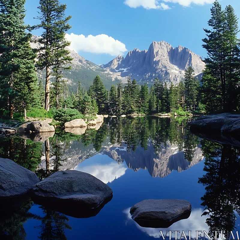 Serene Lake with Mountain Reflections AI Image