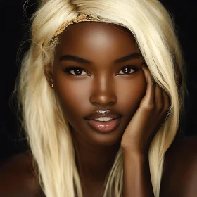 Exquisite Dark-Skinned Woman with Blonde Hair