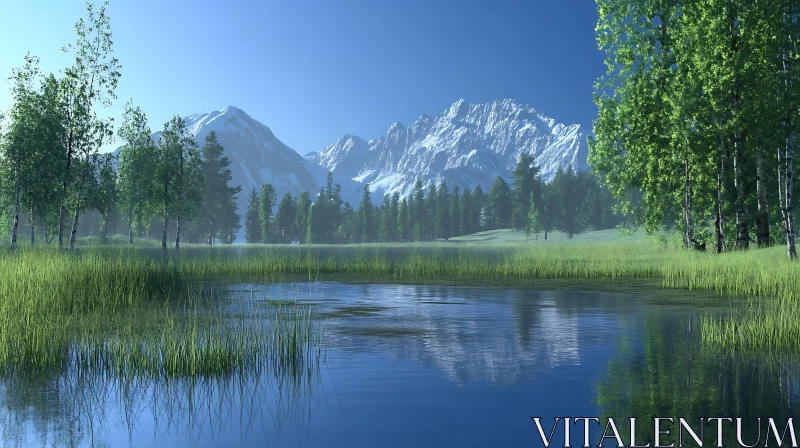 AI ART Idyllic Mountain Lake Scene