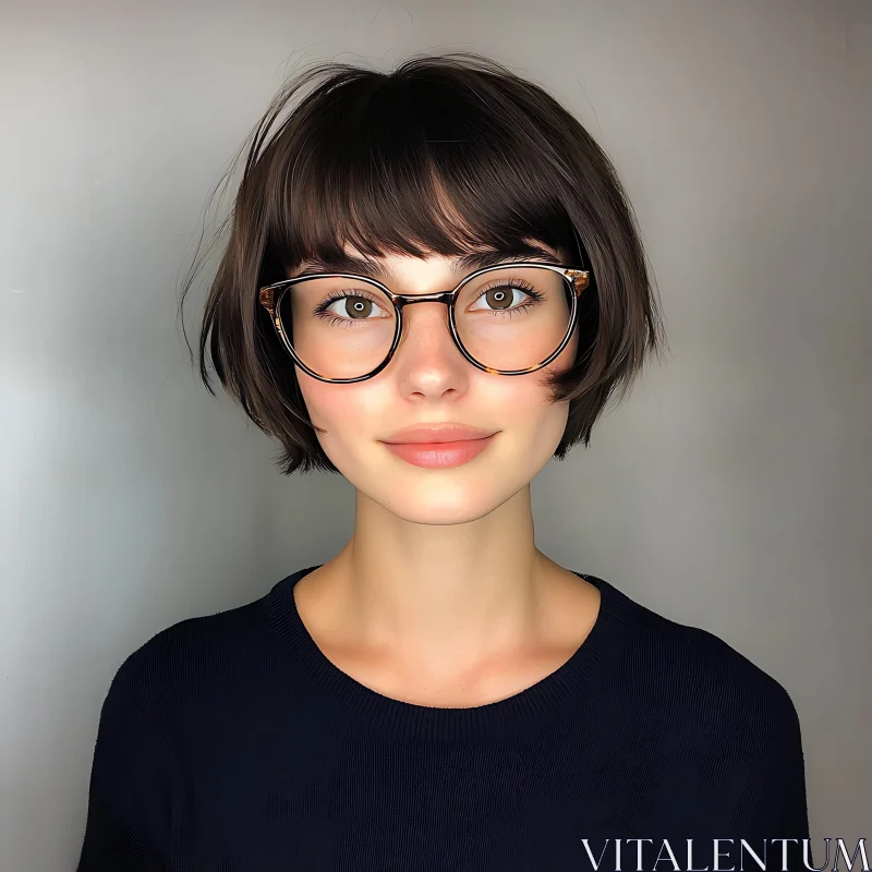 Stylish Woman with Tortoiseshell Glasses AI Image