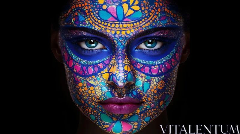 Vivid Abstract Face Art AI Image