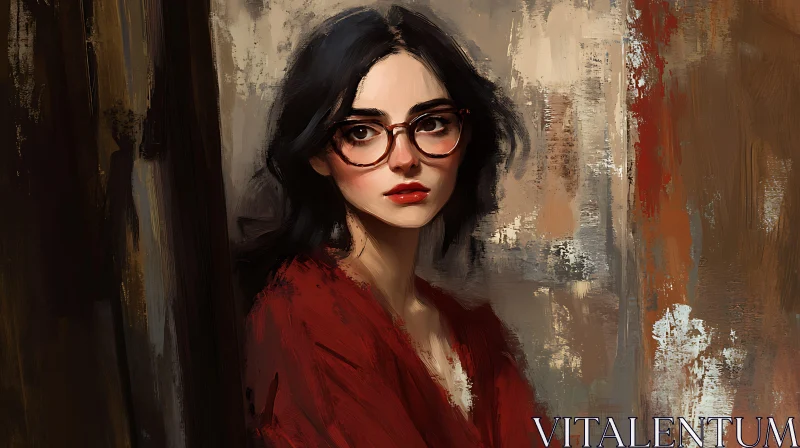 AI ART Artistic Portrait of a Woman in Red