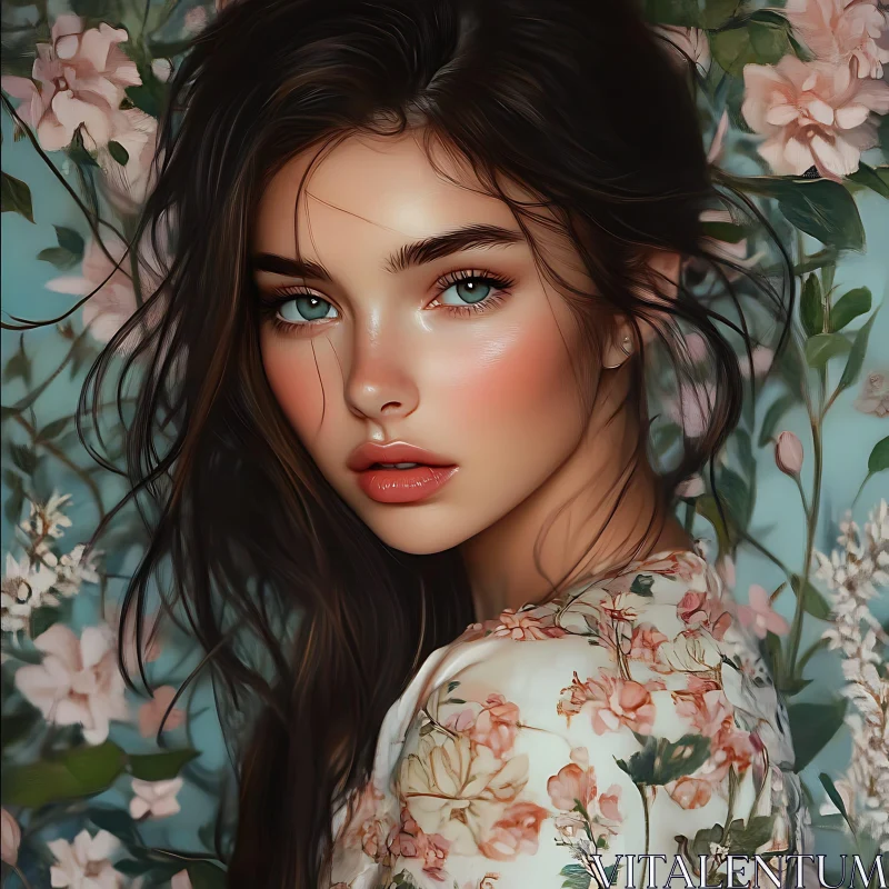 AI ART Beauty in Blossom: Feminine Portrait