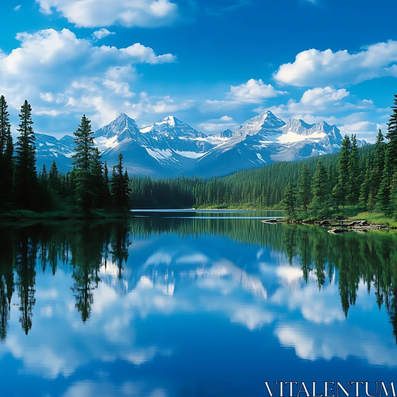 Serene Lake and Majestic Mountains Reflection AI Image