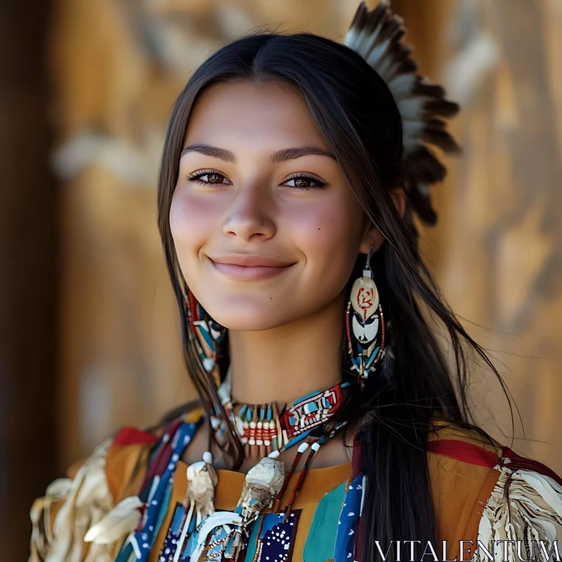 Smiling Woman in Traditional Attire AI Image