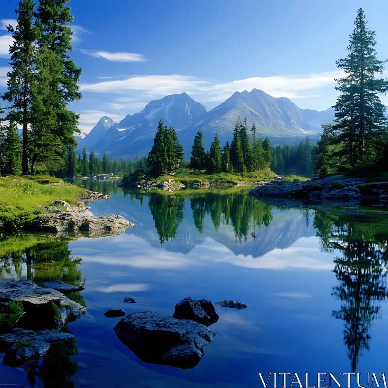 Scenic Lake and Mountain Reflection AI Image