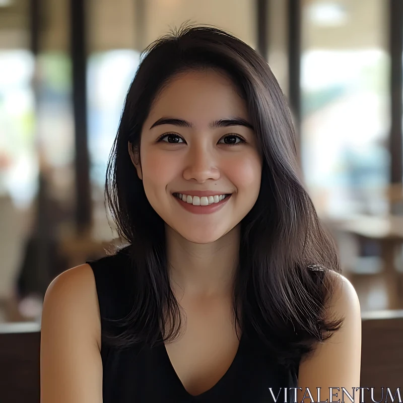 Candid Portrait of a Smiling Woman AI Image