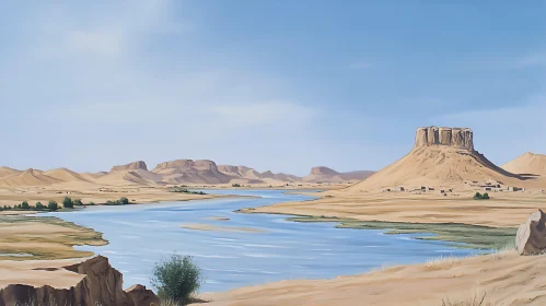 Tranquil Desert Lake Landscape