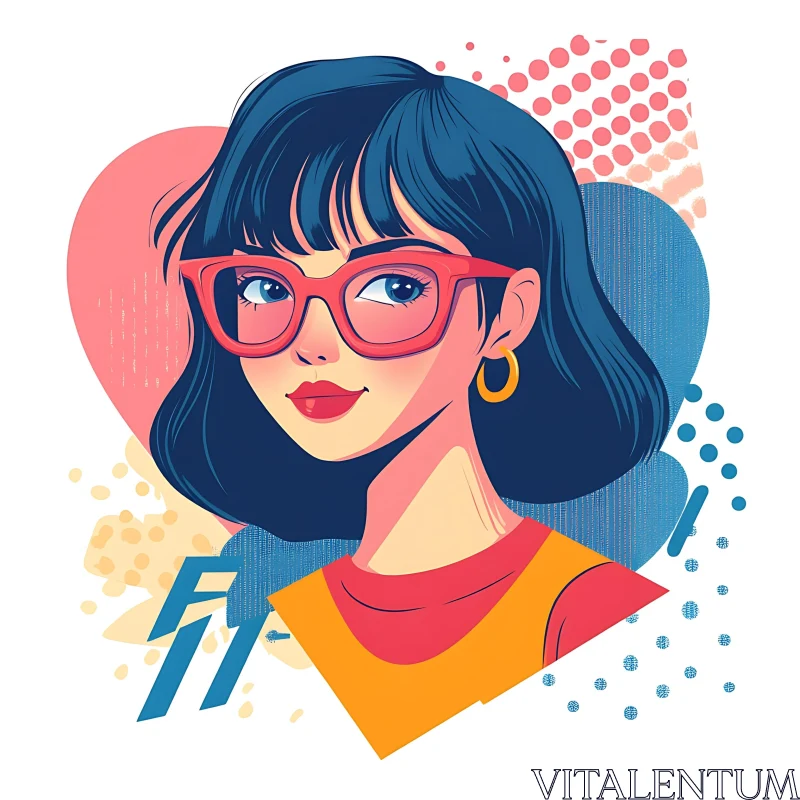 Retro Pop Art Female Portrait with Bold Accessories AI Image