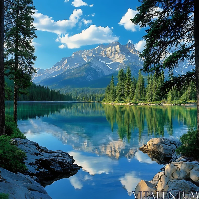 AI ART Peaceful Lake and Majestic Mountains