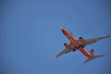 Airplane Flying in Blue Sky