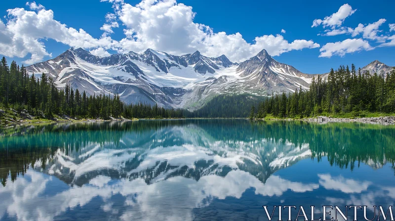 AI ART Reflective Mountain Lake Landscape