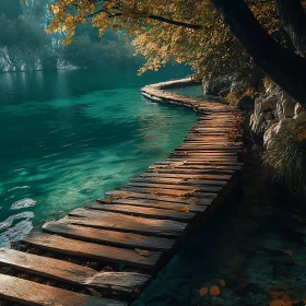 Tranquil Autumn Path By Lake