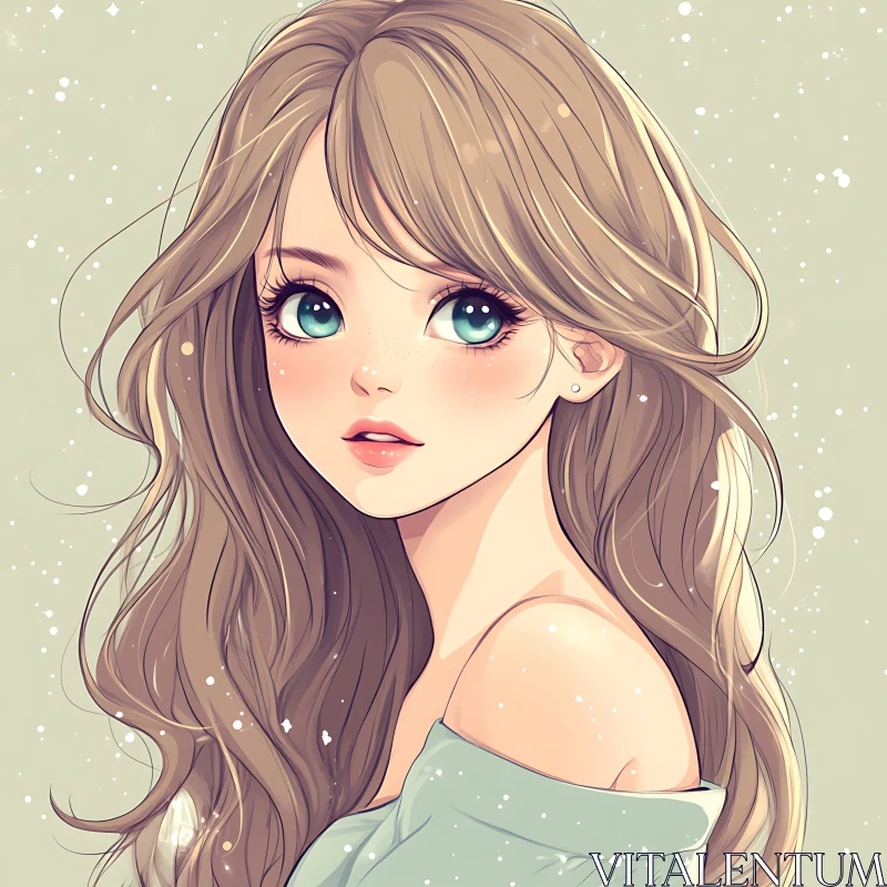 Blue-Eyed Anime Girl Portrait AI Image