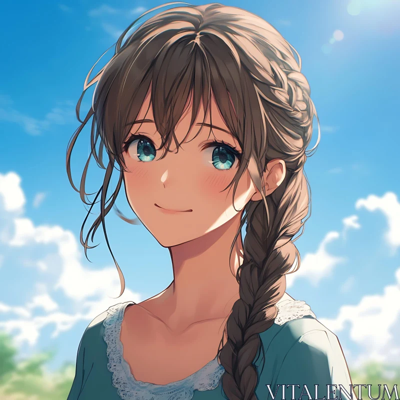 Anime Portrait of a Girl Against the Sky AI Image