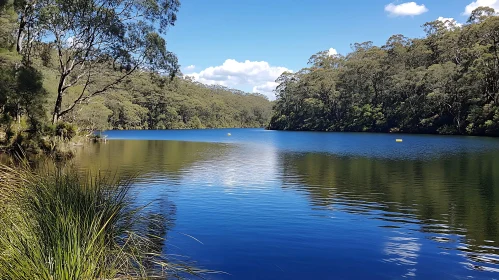 Tranquil Lake in the Heart of Lush Forest