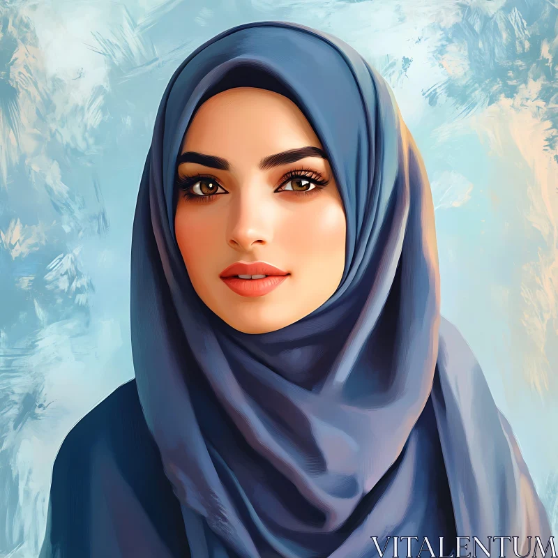 Captivating Woman Portrait in Hijab AI Image