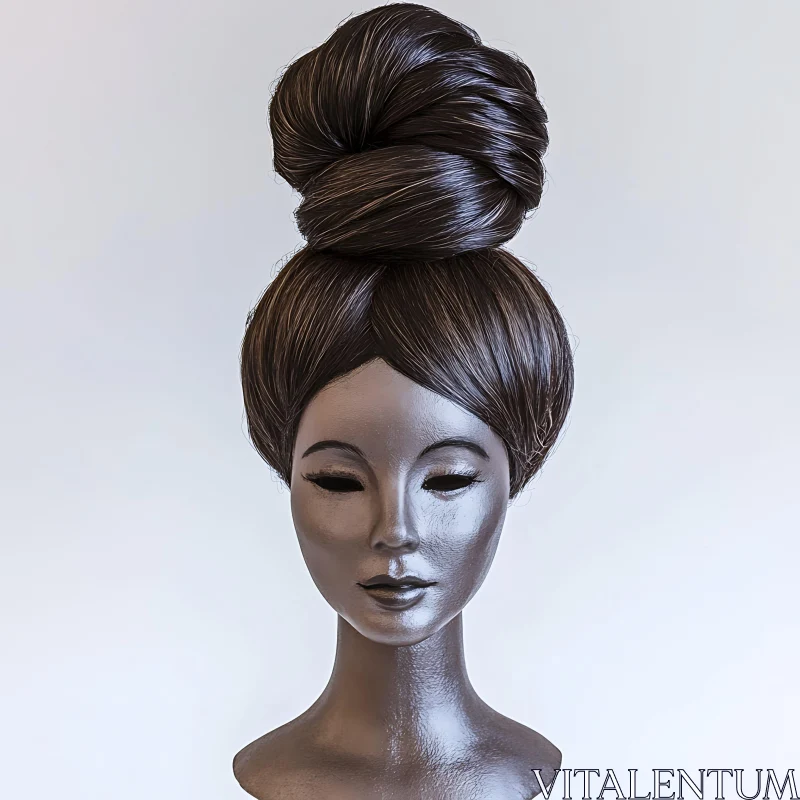 AI ART Serene Bronze Mannequin with Elaborate Hair Bun