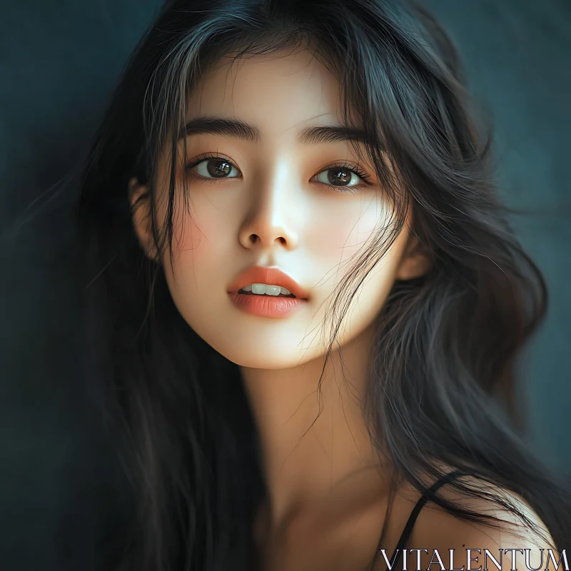 Beautiful Woman with Captivating Expression AI Image