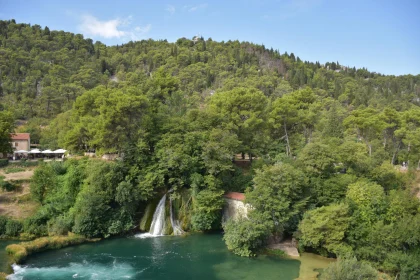 Waterfall and Forest Scenery in Krka National Park