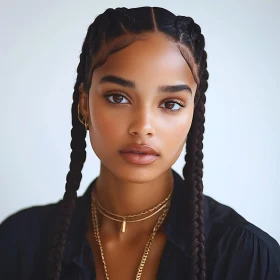 Stylish Portrait of a Woman with Braids