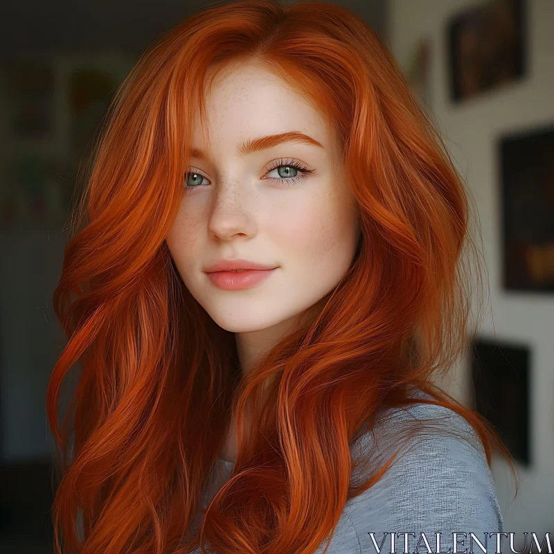 Captivating Red-Haired Portrait AI Image