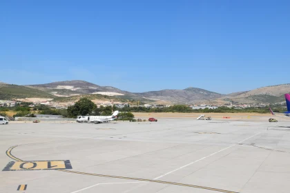 Airport Runway and Mountain Landscape