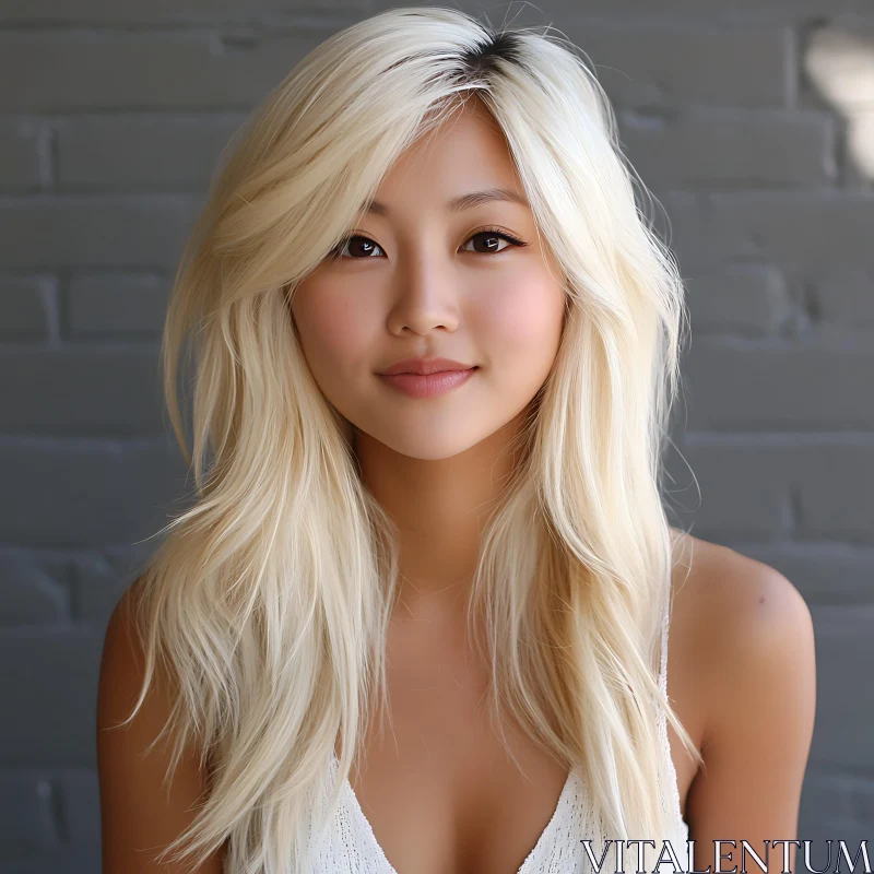 Blonde Woman in Casual White Sleeveless Top AI Image