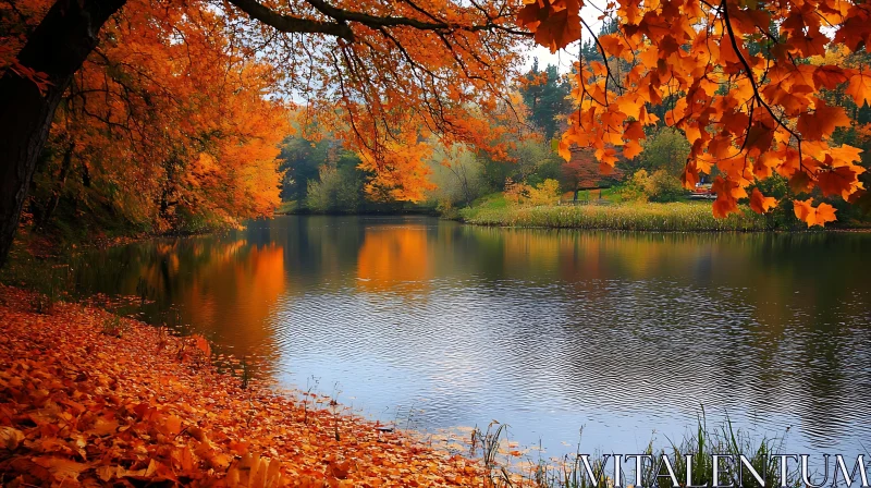 Autumn Foliage by the River AI Image