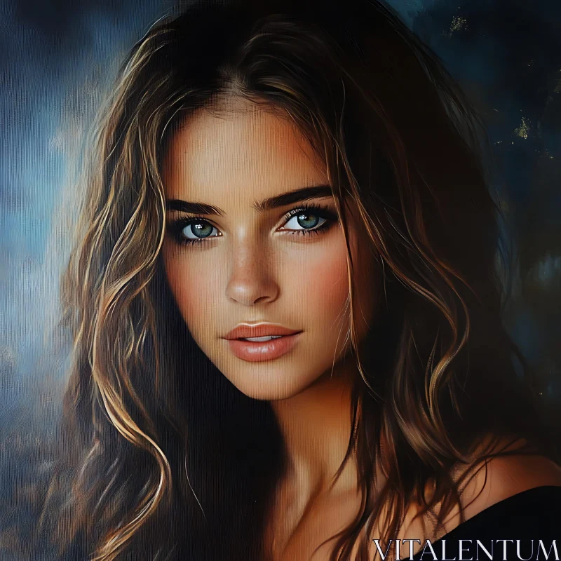 Elegant Woman Portrait with Blue Eyes