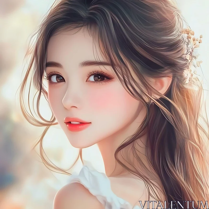 Beautiful Anime Girl with Flowing Hair Beautiful Anime Girl with Flowing Hair