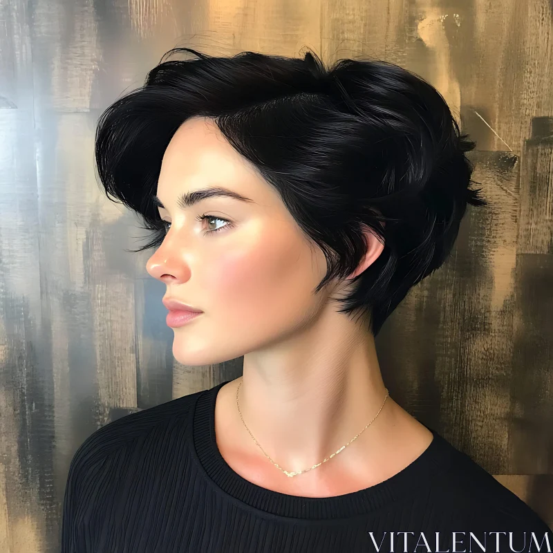Profile Portrait of a Woman with Sleek Short Hair Profile Portrait of a Woman with Sleek Short Hair
