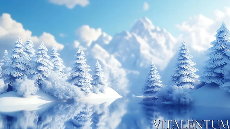 Calm Winter Reflections in a Snowy Mountain Landscape Calm Winter Reflections in a Snowy Mountain Landscape