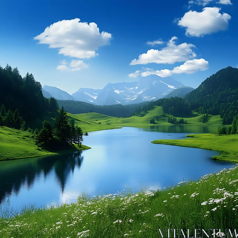 Tranquil Alpine Lake Landscape