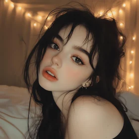 Warmly Lit Portrait of a Young Woman