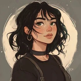 Illustrative Portrait of a Freckled Woman